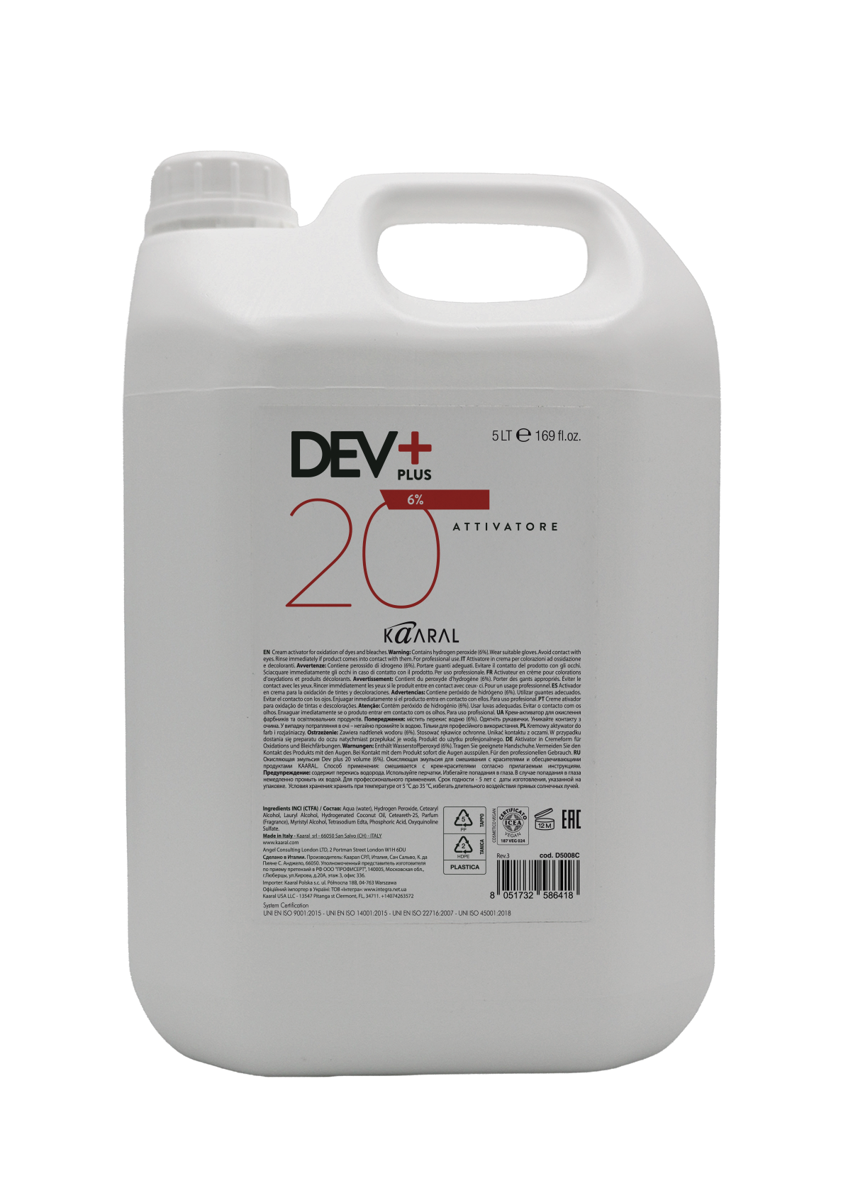 Dev Plus - Cream oxidant 20 Vol 5000ml