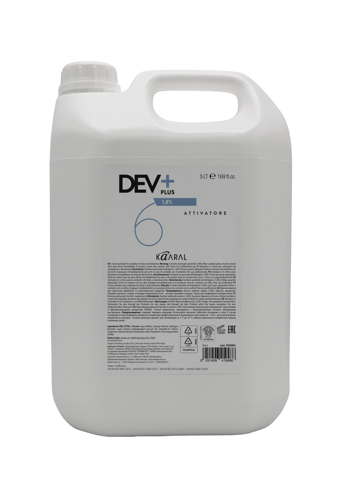 Dev Plus - Cream oxidant 6 Vol 5000ml
